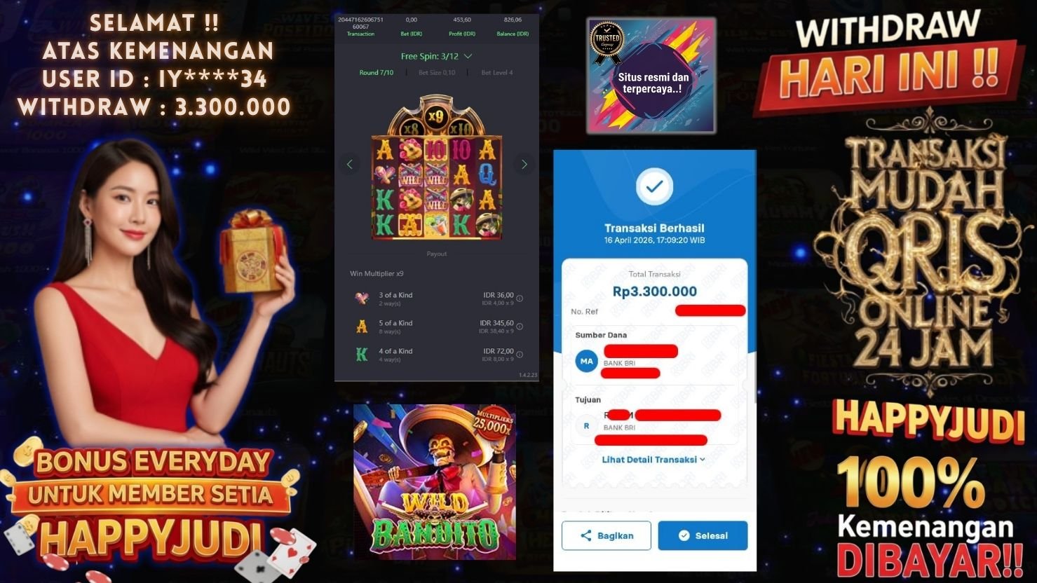 HAPPYJUDI JACKPOT SLOT WILD BANDITO